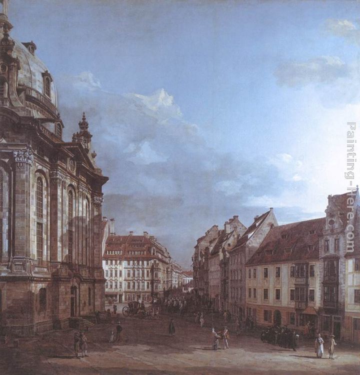Dresden, the Frauenkirche and the Rampische Gasse painting - Bernardo Bellotto Dresden, the Frauenkirche and the Rampische Gasse art painting